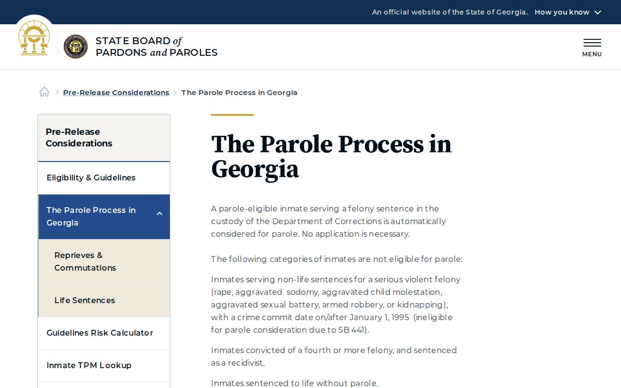 Upson County parole review process from the Georgia Parole Board